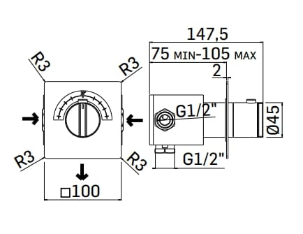 Термостатический смеситель для душа Mamoli Castiglioni ARCH-00028935 - Вид №2