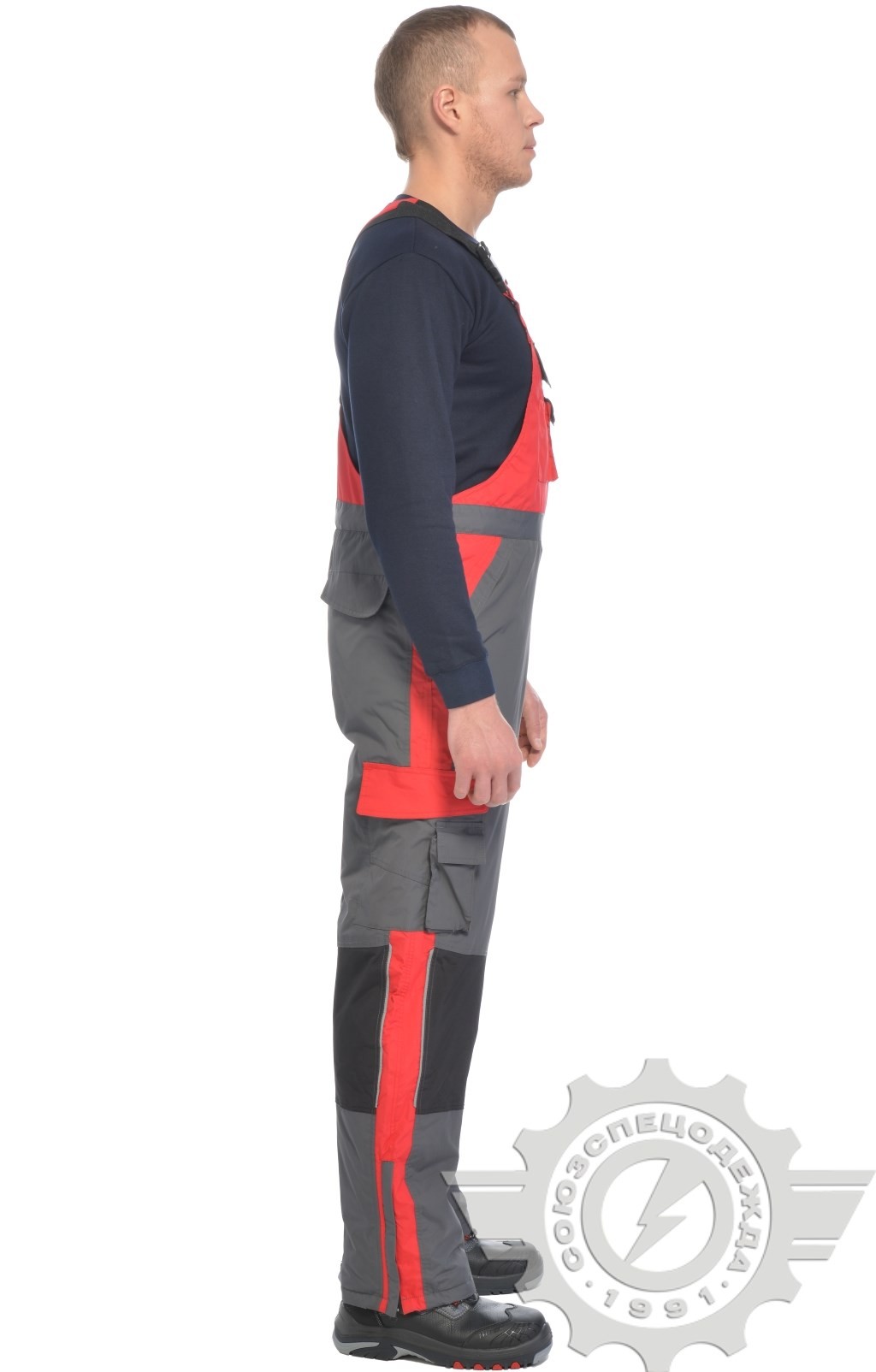 60939 Полукомбинезон "Аргус" зимний красно-белый  Зимняя спецодежда  размер 52-54/182-188  - Вид №2