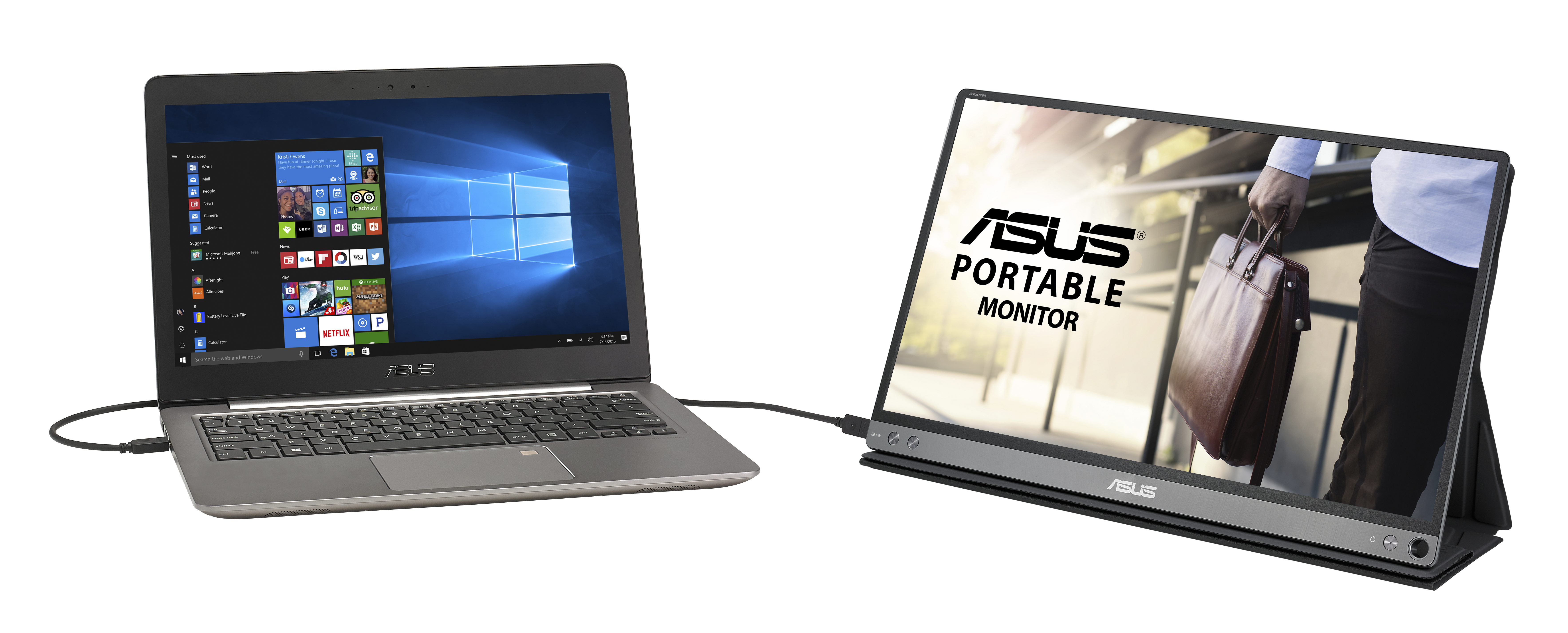 90LM0381-B01170 15.6" zenscreen mb16ac портативный монитор, usb type-c, full hd (1920x1080), ips, фильтрация синего света, минимизация мерцания, сертификация tuv, совместимость с usb type-a ASUS ASUS ZenScreen Santreyd  - Вид №15