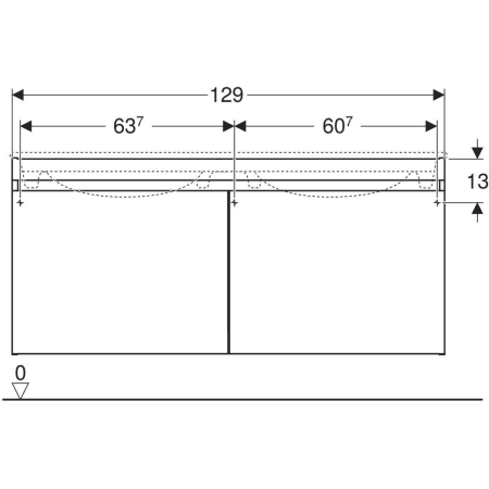 869532000 Шкафчик для двойной встраиваемой раковины Geberit Renova Plan, с двумя выдвижными ящиками и двумя внутренними выдвижными ящиками Geberit  - Вид №3