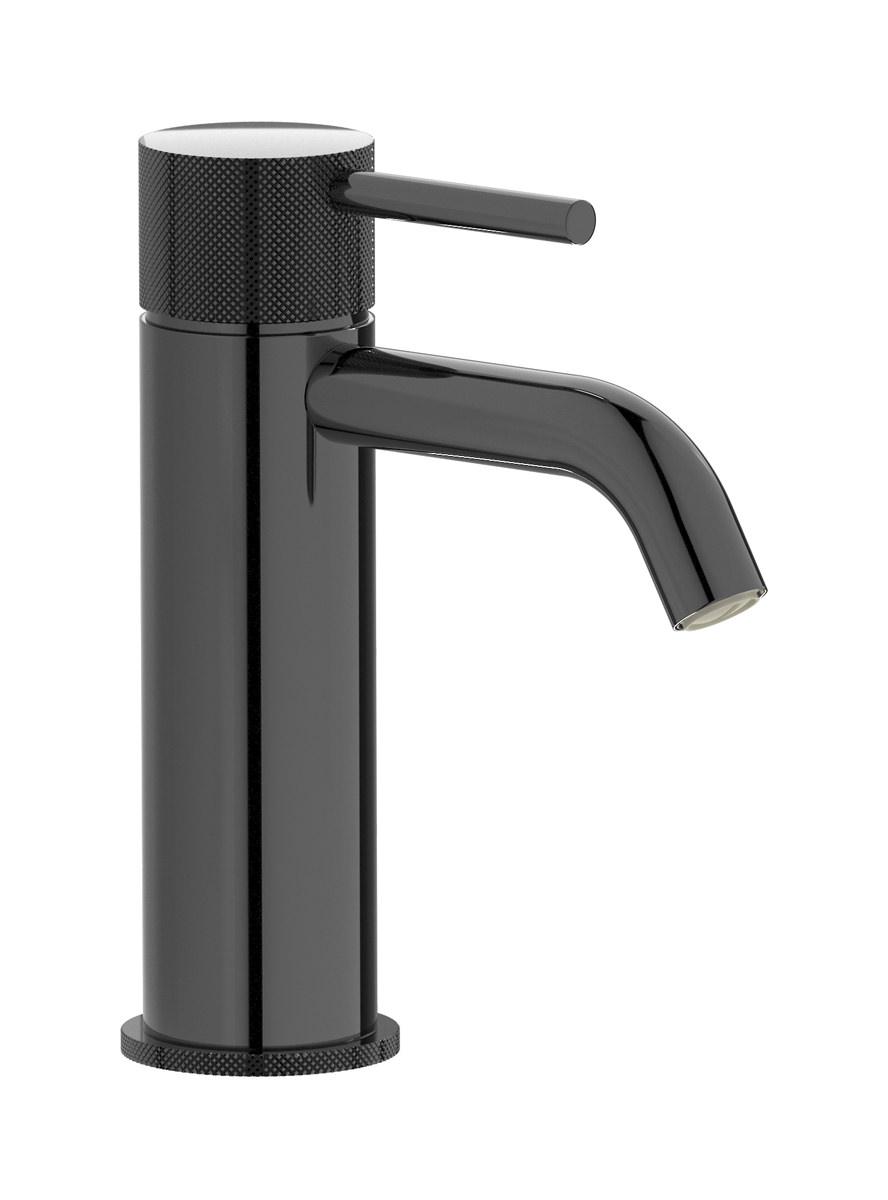 Смеситель для раковины на 1 отверстие в комплекте с донным клапаном. WE ARE IB id200cf Black Chrome Industria