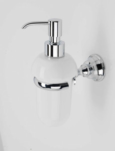 SM30(02-BI) Stil Haus Smart, настенный керамический дозатор, цвет хром - золото - белая керамика