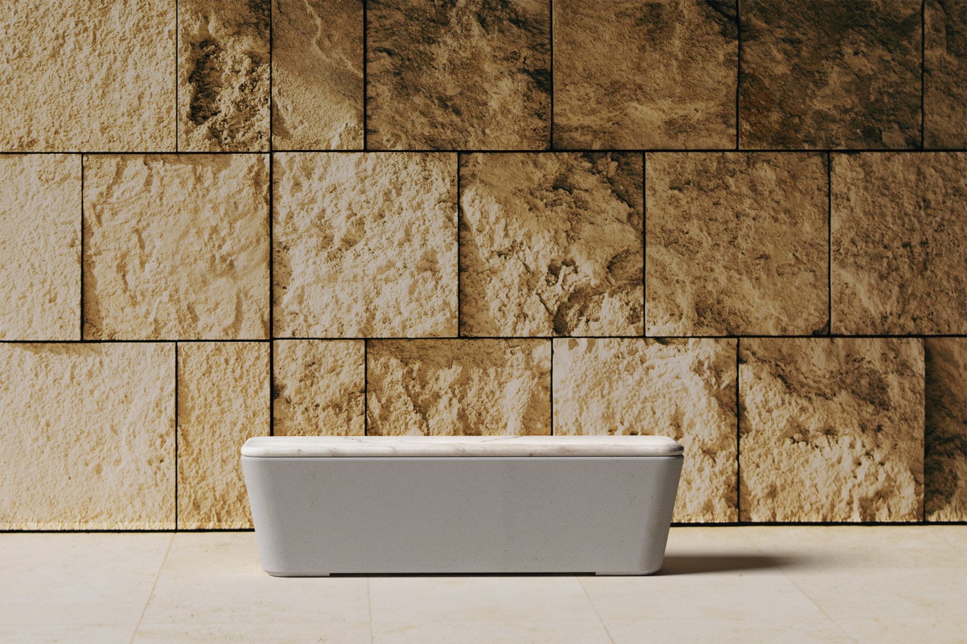 Скамейка без спинки из бетона и камня SIT Smooth ARCH-00108067 - Вид №2