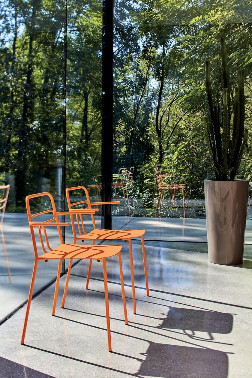 CaStil Штабелируемый металлический садовый стул с подлокотниками Dida Dida br - Вид №4