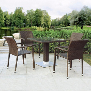 T606SWT/A2001B-W53 Brown 4Pcs Комплект плетеной мебели Afina