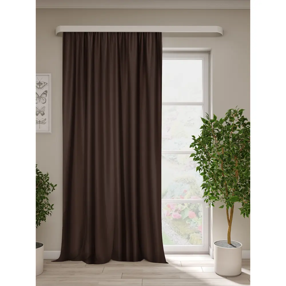 Штора на ленте димаут Ален 140x270 см цвет шоколадный Altali STLM-2105697