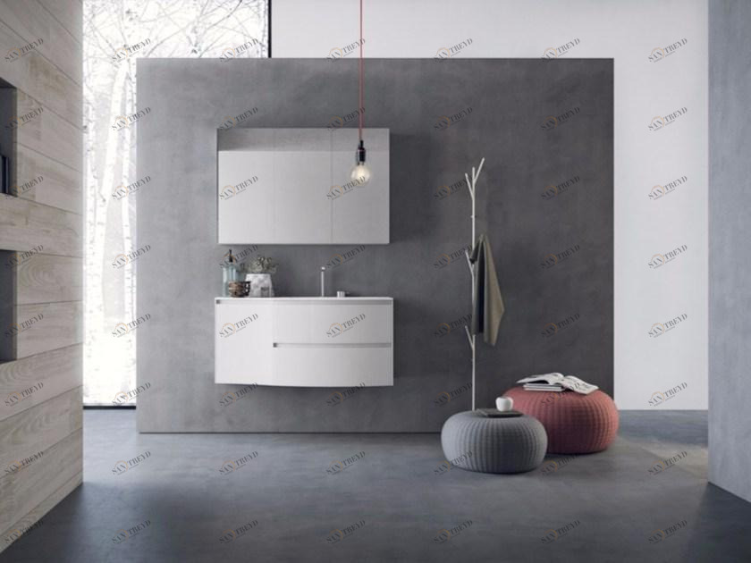 NOVELLO Тумба под умывальник подвесная с ящиками и зеркалом Calix xl sun-id-1365454