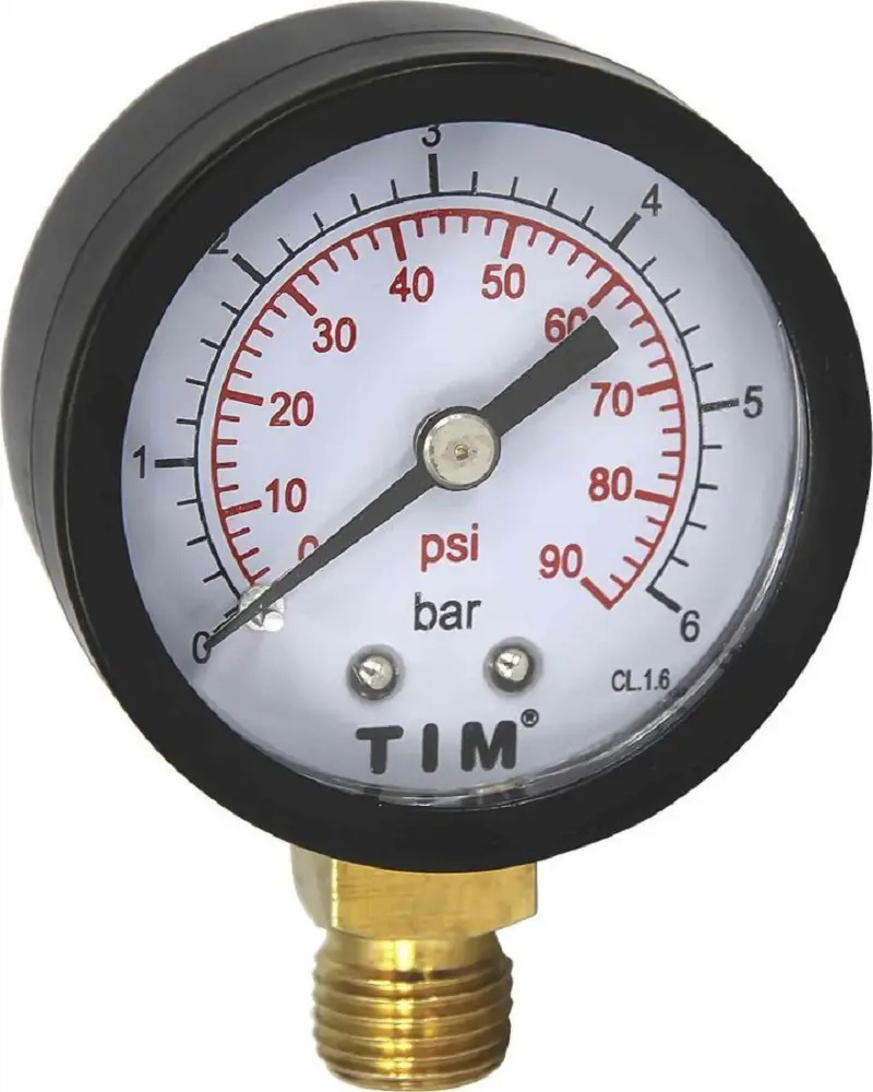 90961677 Манометр радиальный TIM Y50-6bar 1/4" 6 бар STLM-0804949