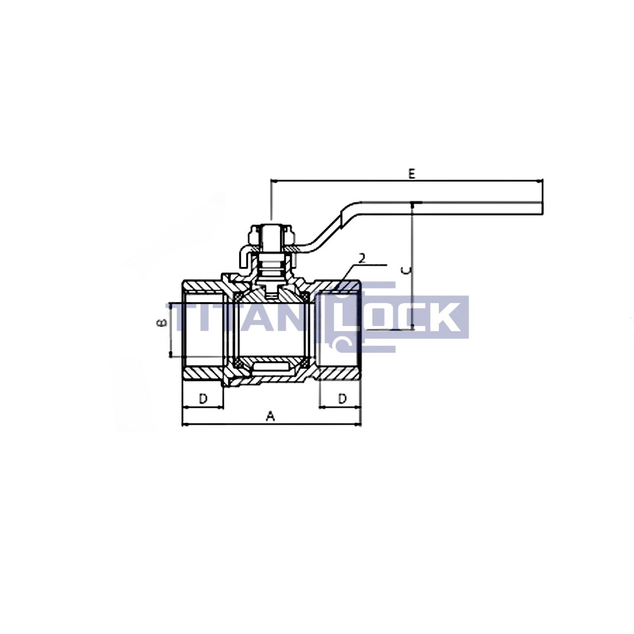 1,5in, шаровый кран, резьба BSP, латунь TL150BVBR TITAN LOCK  - Вид №1