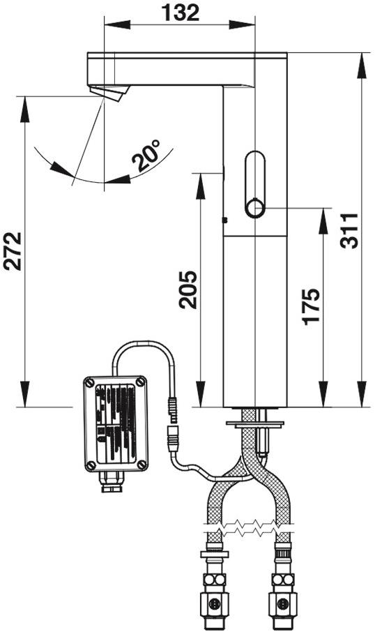 Бесконтактный смеситель с рычагом, высокий, питание от сети Presto SO'O 56211 56211.0 - Вид №1