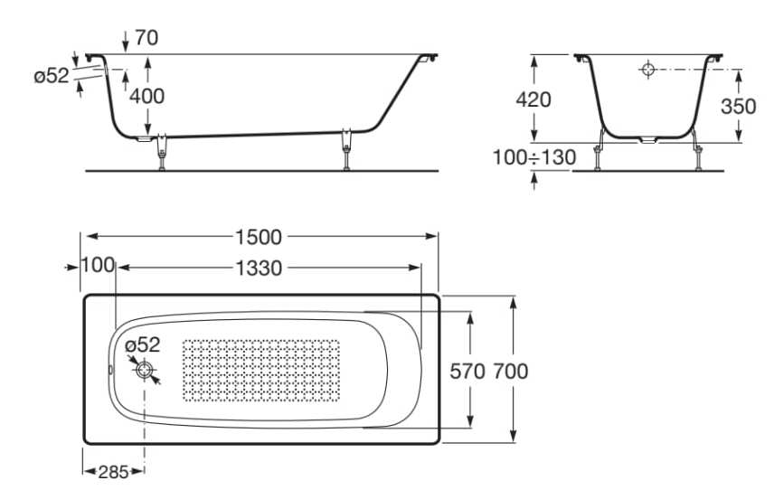 Утопленная чугунная нескользящая ванна Roca CONTINENTAL 21291 ARCH-00129092 - Вид №2