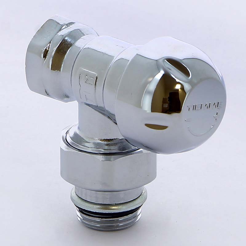 Вентиль НВ угловой для радиаторов термостатический хромированный с разъемным соединением TIEMME 1/2" 3300016 - Вид №2