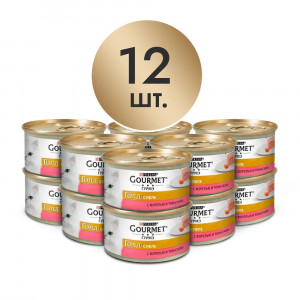 ПР0047569*12 Корм для кошек Голд Суфле с овощами, форелью и томатами, банка 85 г (упаковка - 12 шт) Gourmet