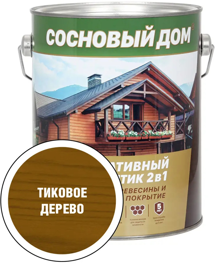 90998163 Защитный состав для древесины СОСНОВЫЙ ДОМ 29534 цвет тиковое дерево 2.7 л 3 шт STLM-0855284