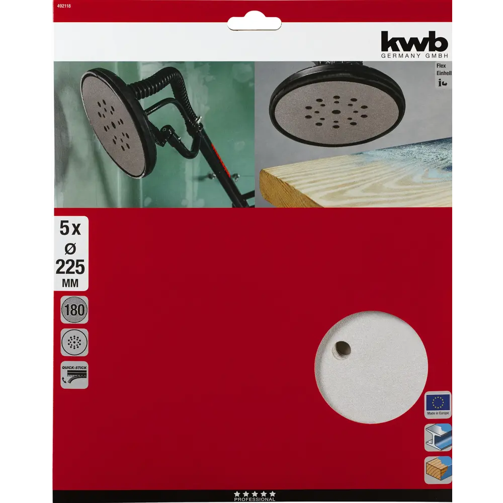 Круг шлифовальный KWB P180 225 мм, 5 шт STLM-2196324 - Вид №1