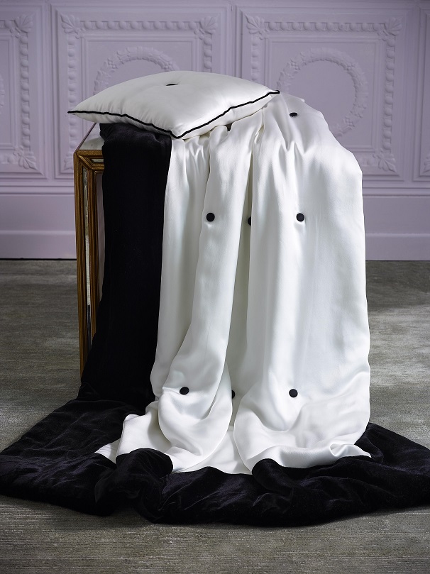 GATSBY покрывало-плед 130/200 , бархат, черно-белый, чехол и начинка 100% шелк GINGERLILY Santreyd 