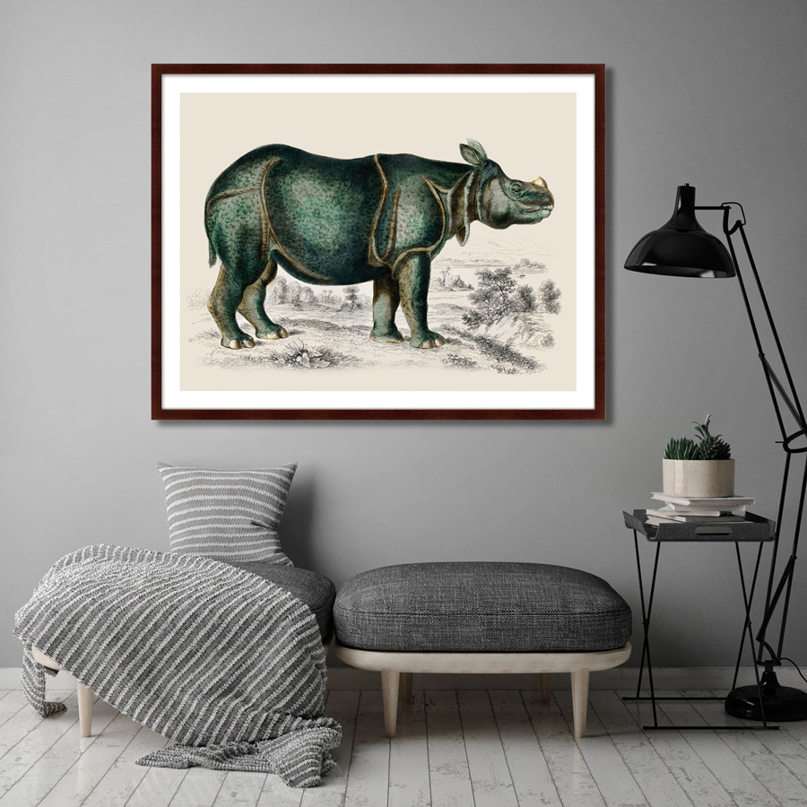 Картина в раме 130х102 см Rhinoceros, 1774г. КАРТИНЫ В КВАРТИРУ  264200 Коричневый;черный;разноцветный  - Вид №3