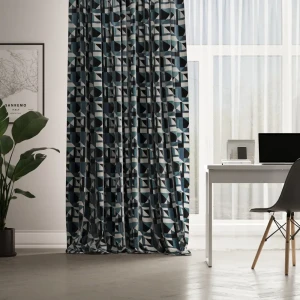 Штора Геометрия Мозаика 200x260 Бархат Синий 82701261 STLM-2123430