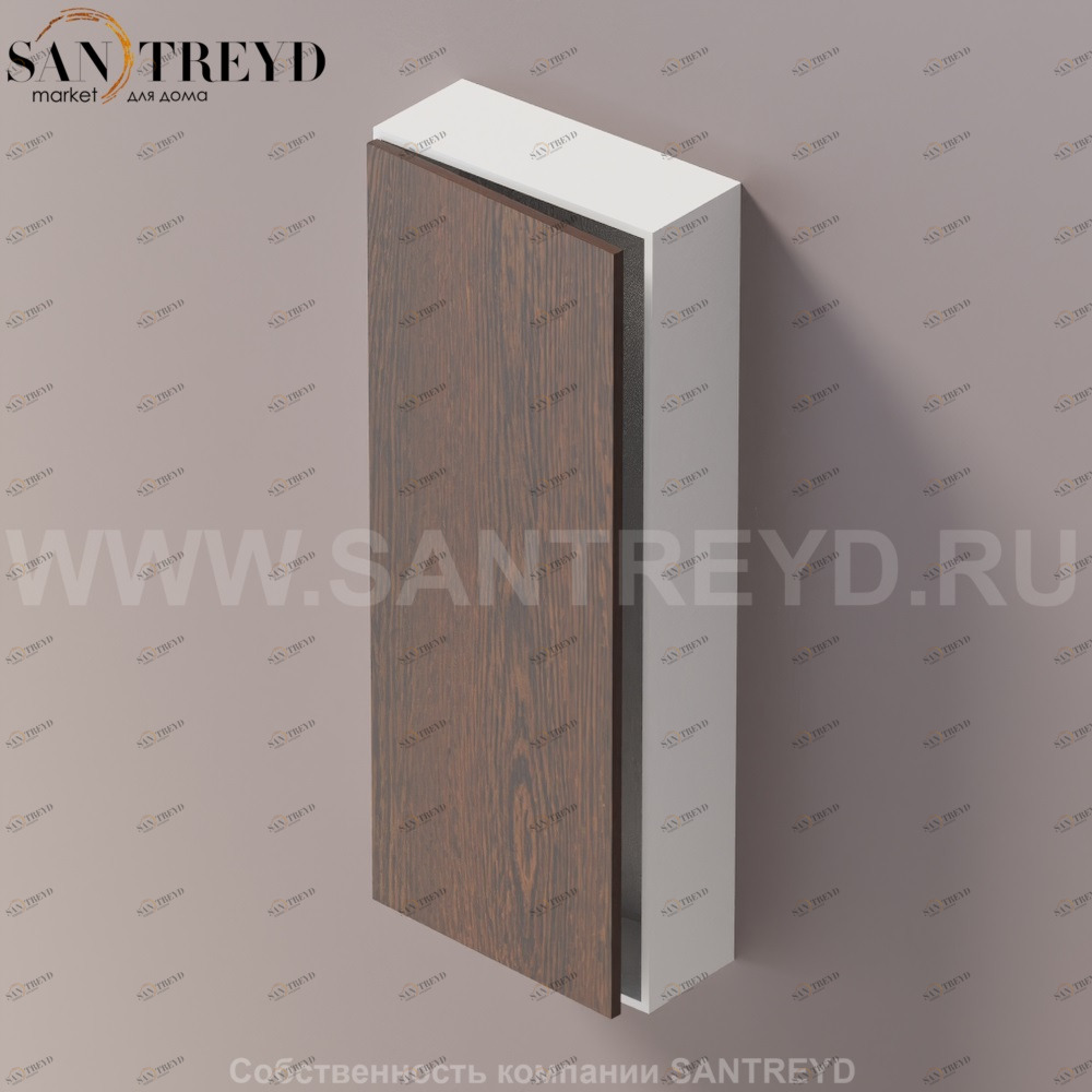 LIFT Модульный шкаф 100 см с левой дверью на доводчиках. Модули могут располагаться горизонтально и вертикально. Отделка: белая краска и коричневый дуб. AMOB053RULZSX Agape