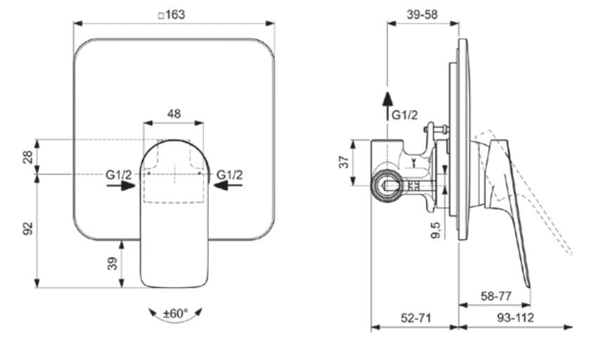 Встраиваемый однорычажный смеситель для душа Ideal Standard Ceralife C ARCH-00148680 - Вид №2