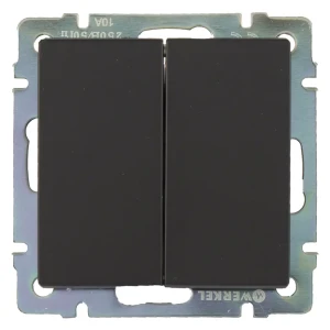 Выключатель Werkel двухклавишный встраиваемый, матовый черный 17784059