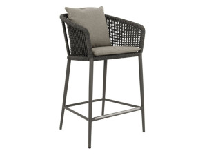 Табурет из морской веревки и алюминия с подлокотниками