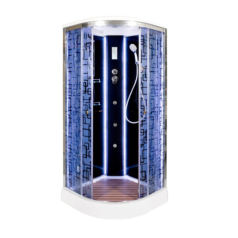 ЕМ1510 с гм. и эл. Душевая кабина DETO Серия EM BМ1510 LED с гм. BLACK - Вид №1